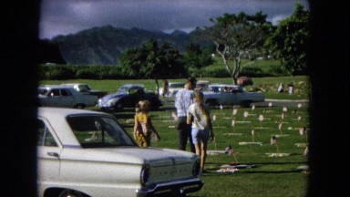 1966: family visiting a grave on memorial day CALIFORNIA