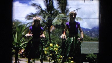 1966: two girls dancing in the garden CALIFORNIA