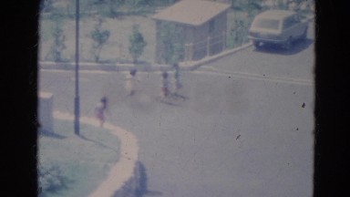 1976: Outdoor Trees Running Kid Car Parked Minnesota