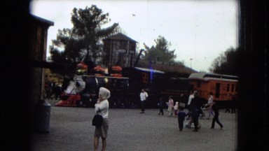 1967: families watching the trains DISNEYLAND, CALIFORNIA