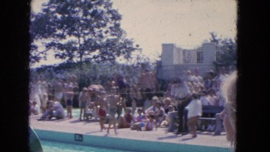 1965: A Large Get-Together at a Swimming Pool Outdoors California