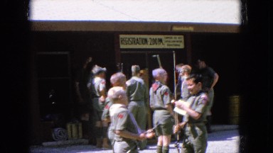 1965: group of boy scouts getting ready for a fishing trip CALIFORNIA