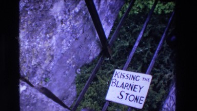 1969: Someone Standing on Metal Support Fixed to Stone Bridge in Ireland