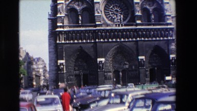 1969: Historical Building on Crowded Noisy Street in Paris
