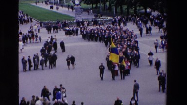 1969: People Marching in a Somber Parade or Funeral Procession in Paris