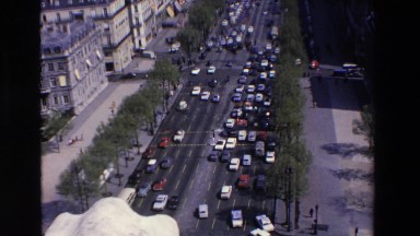 1969: traffic congestion in major highway of city. LOURDES, FRANCE
