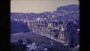 1971: old panorama video of beautiful town with bridge ALGERIA