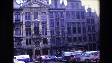 1967: facade of an imposing old building with many glass windows BRUSSELS