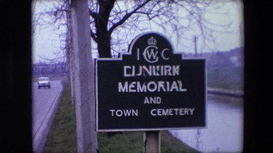 1967: view of a road sign indicating a cemetery CALAIS, FRANCE