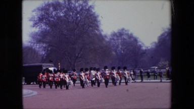 1969: British Security Walking Down the Street London, England