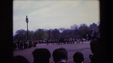1969: people march in a parade. LONDON, ENGLAND