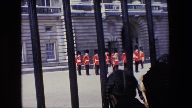 1967: people standing and smiling frozen in time LONDON ENGLAND
