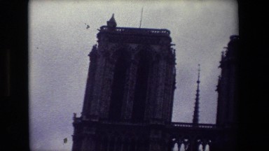 1981: Two-Pillared Gothic Cathedral on a Gloomy Day in Paris, France