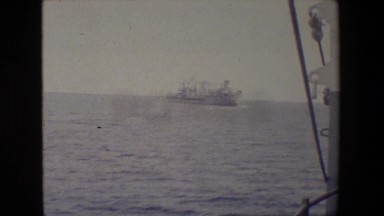 1981: the view of a small ship moving through the open sea SAN DIEGO NAVAL BASE