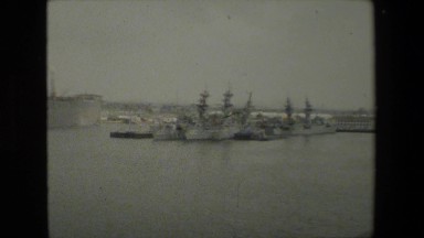 1981: viewing of ships parked on the ocean. SAN DIEGO NAVAL BASE