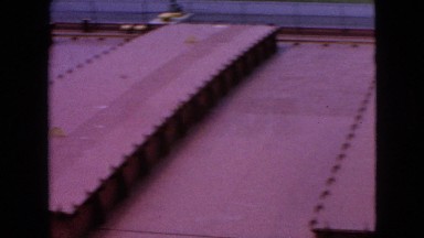 1964: scanning over the top of the freight ship. NIAGRA FALLS NEW YORK