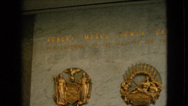 1964: a marble piece with golden inscriptions and engravings NIAGRA FALLS
