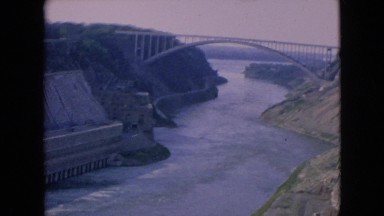 1964: a bridge and a dam at the river NIAGRA FALLS NEW YORK