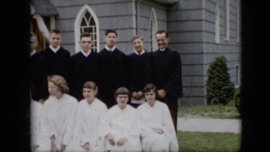 1957: the religious choir outside posing for a picture. PENNSYLVANIA
