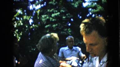 1957: family eating lunch on a nice, summer's day. PENNSYLVANIA