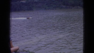 1965: speedboat race on river with spectators NEW JERSEY