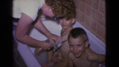 1965: little kids getting ready for bed. NEW JERSEY
