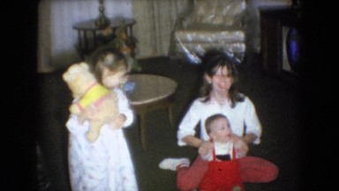 1966: two young girls and a baby inside on the floor playinging ATHENS OHIO