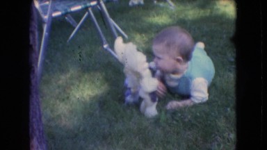 1966: baby playing happily in the garden ATHENS OHIO