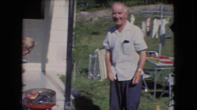 1966: elderly couple at a barbecue ATHENS OHIO