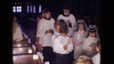 1966: procession down the aisle during a catholic event at a church OHIO