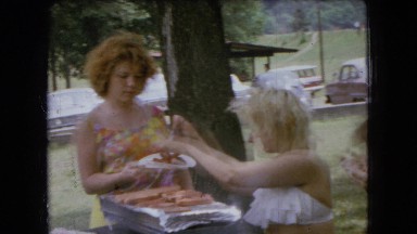 1966: barbecue party hot dogs people eating OHIO