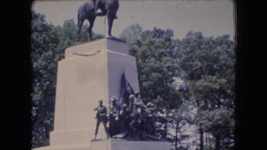 1966: a magnificent stature of a cavalry man stands in a beautiful place OHIO