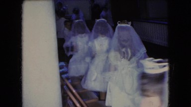 1966: photographs being taken of the little girls for holy communion. OHIO