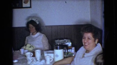1966: waiting in line for their first bite of the wedding cake