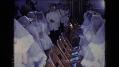 1966: little kids walking down the alley on a wedding in pairs. OHIO
