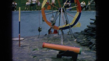 1966: Monkeys Playing in a New Jersey Zoo with Visitors Observing