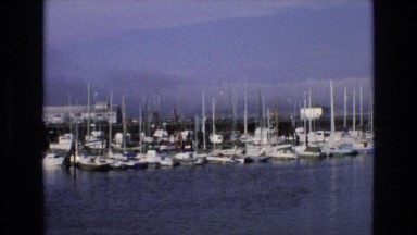 1965: panoramic view of sailboat filled harbor on a clear day. CENTRAL COAST