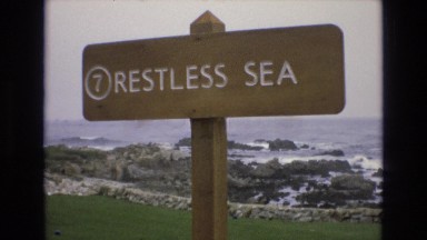 1965: sign to warn about the sea. CENTRAL COAST CALIFORNIA