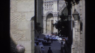 1969: The Entrance of a Magnificent Old Fort with Many People Visiting Spain