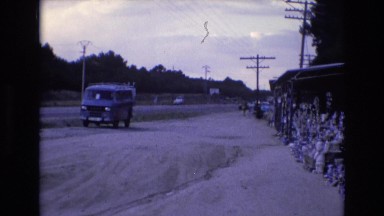 1969: Blue Color Mini Van Remains Parked Along a Roadside in Spain