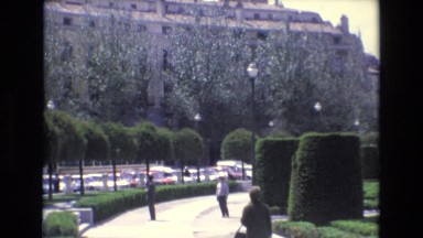 1969: People Walking Alongside the Sidewalk in Spain