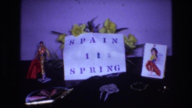 1969: flower vase, dolls, and other beautiful objects kept on the table SPAIN