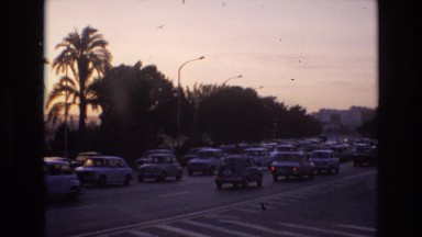 1969: Footage of 1960s Traffic at Sunset in Spain