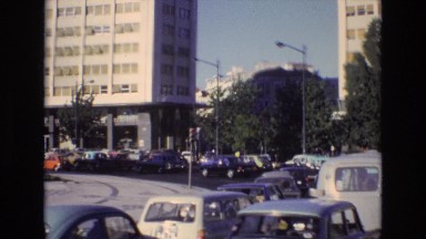 1972: Vehicles in Line Moving Slowly, Portugal
