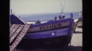 1972: ship standing shore seaside windy weather sand ground waves PORTUGAL