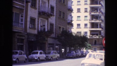 1972: holiday clip, vintage clip of street with cars