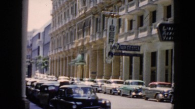 1956: cars parked alongside road building unique CUBA