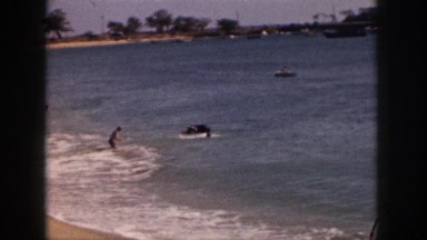 1961: coast, waves, swimming, sun, sand, relaxing, summer, children playing