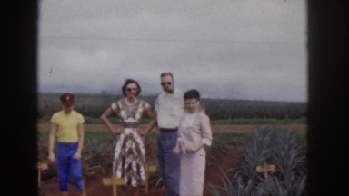 1961: family photo posing together bonded love cars moving HAWAII