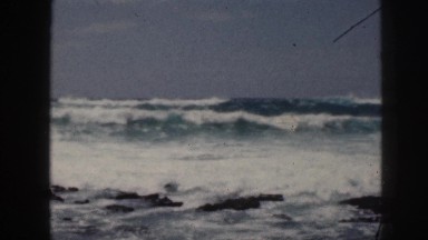 1961: wave crashing at the seashore creates awesome sights for visitors HAWAII